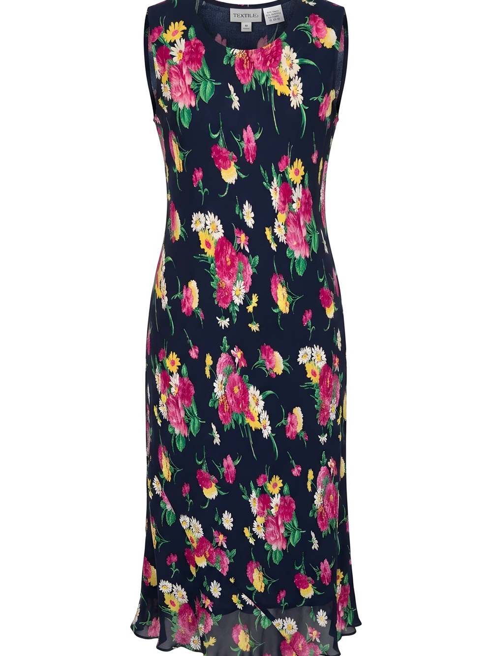 Lauren Ralph Lauren Navy Floral Dress with Pink & Yellow Blooms